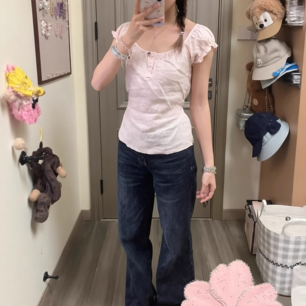 Petitne 小花柄ホルターネック レイヤード パフスリーブ トップス 5