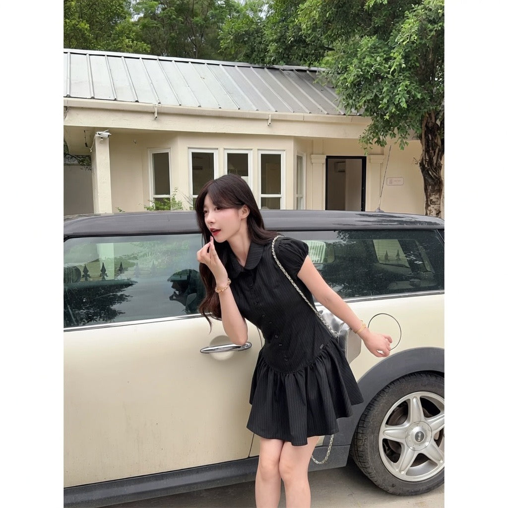 Petitne ブラックストライプAラインワンピ 7