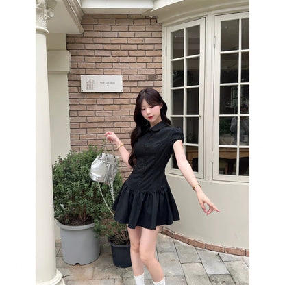 Petitne ブラックストライプAラインワンピ 5