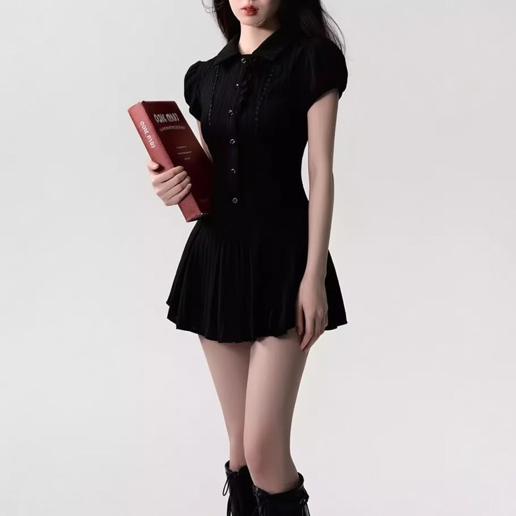 Petitne ブラックストライプAラインワンピ 9