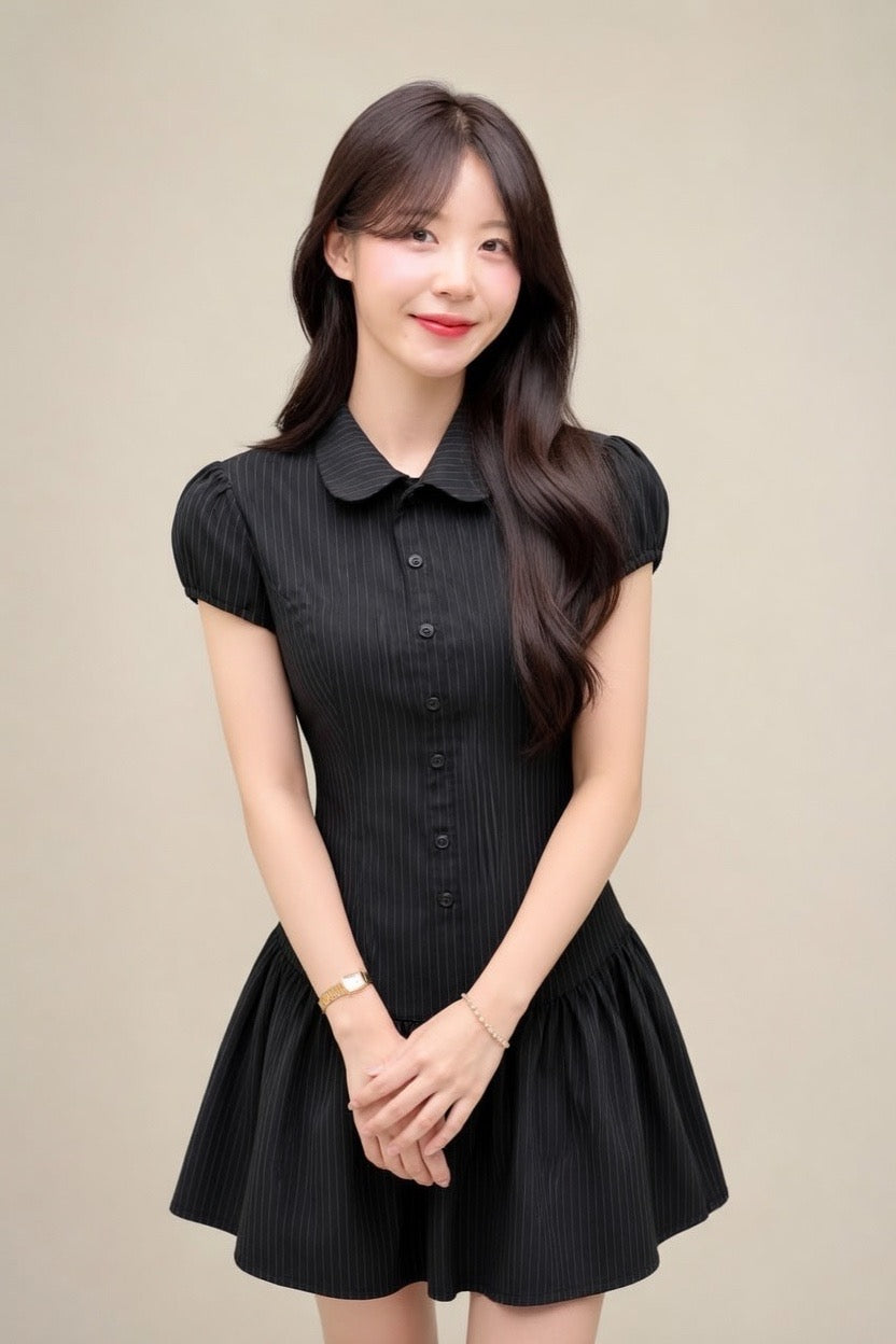 Petitne ブラックストライプAラインワンピ 2