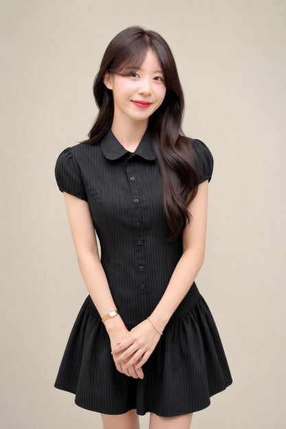 Petitne ブラックストライプAラインワンピ 2